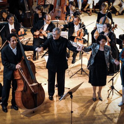 Nabil Shehata, David Geringas, Franghiz Ali, Zadeh & Sankha Chatterjee in der Kammerakademie Potsdam © Philippe Frese